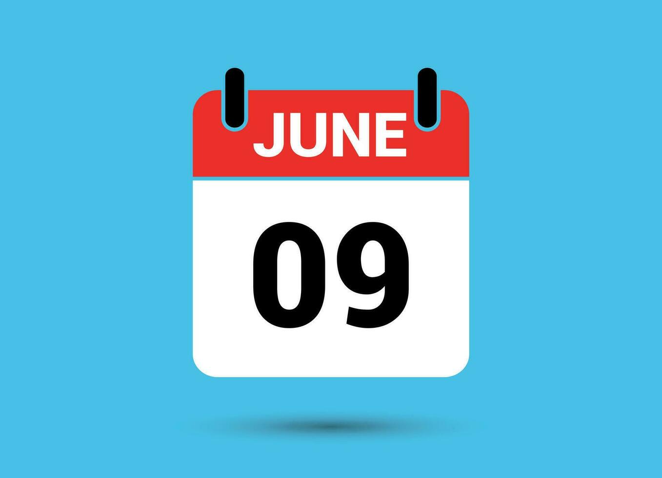 9 Junho calendário encontro plano ícone dia 9 vetor ilustração