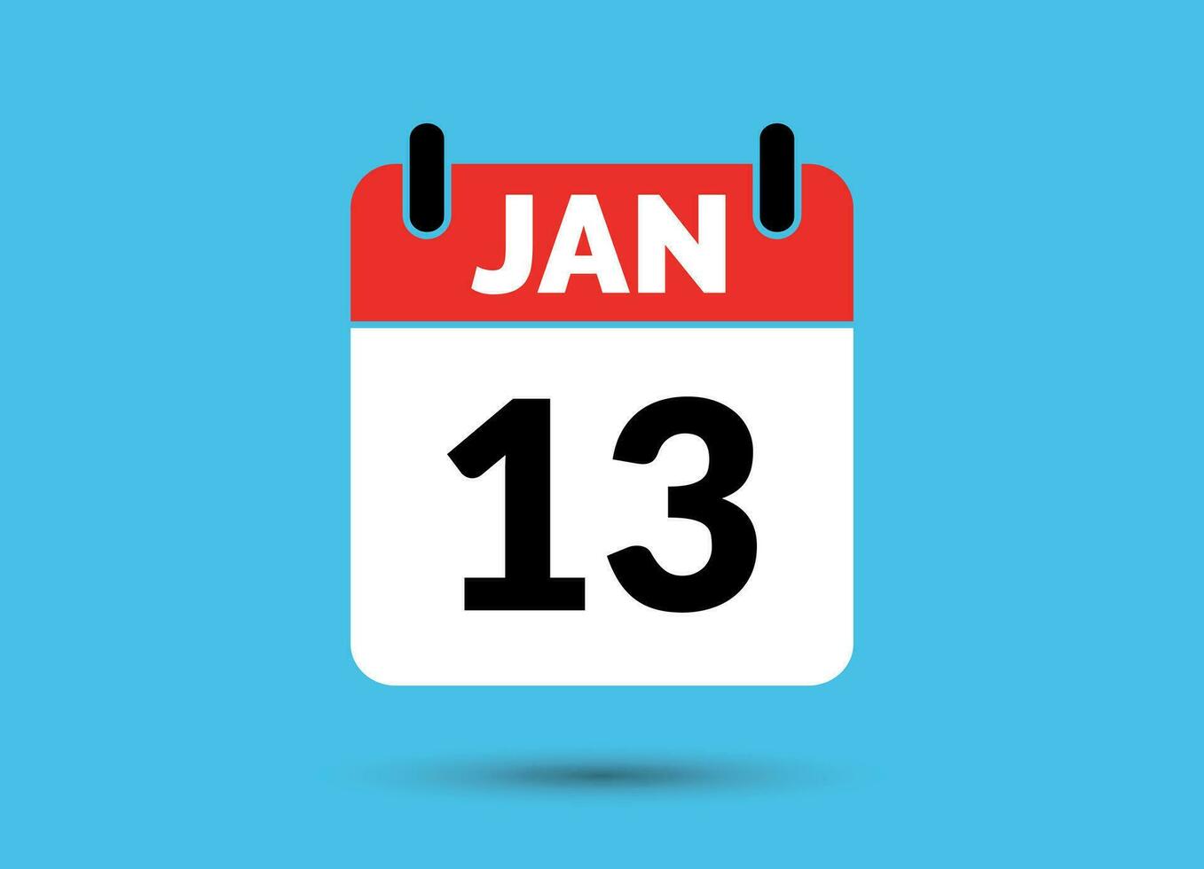 13 janeiro calendário encontro plano ícone dia 13 vetor ilustração