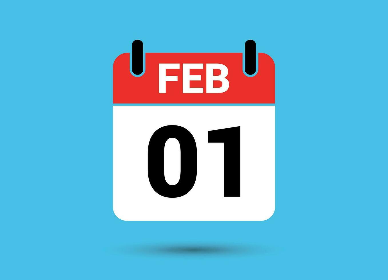 1 fevereiro calendário encontro plano ícone dia 1 vetor ilustração