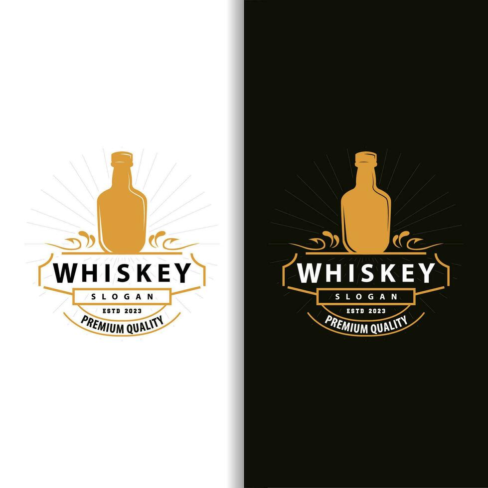 uísque logotipo, beber rótulo Projeto com velho retro vintage enfeite ilustração Prêmio modelo vetor