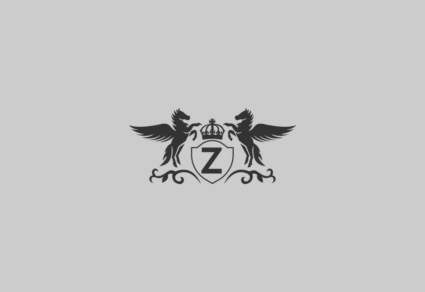 carta z e pegasus logotipo vetor. cavalo logotipo. vetor