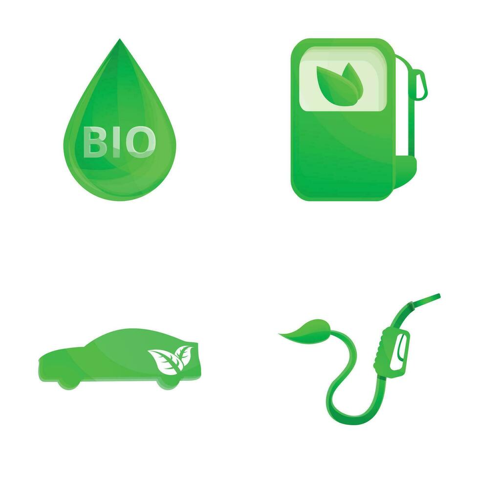 bio combustível ícones conjunto desenho animado vetor. alternativo energia fonte vetor