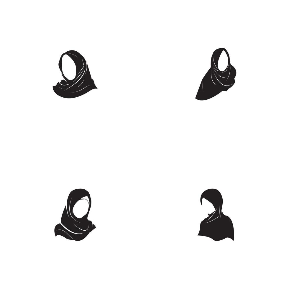 ícones de vetor de silhueta negra de mulheres hijab app-vetor
