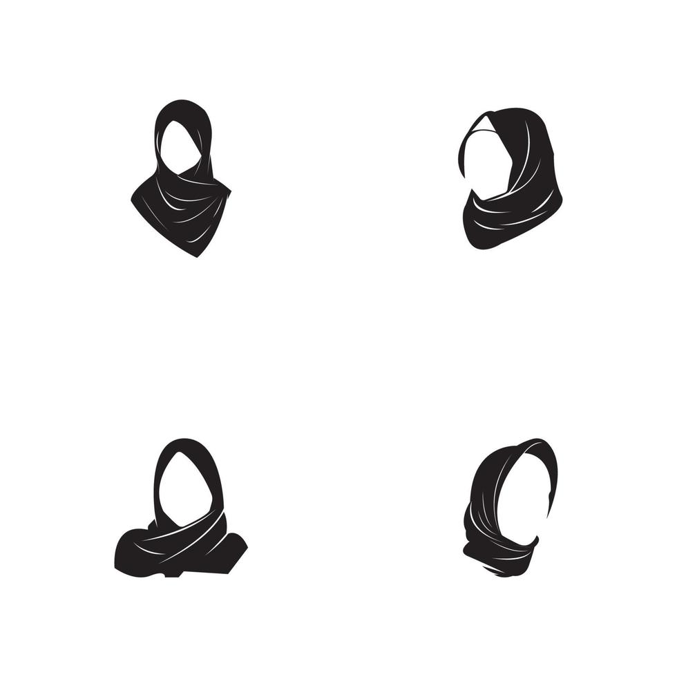 ícones de vetor de silhueta negra de mulheres hijab app-vetor