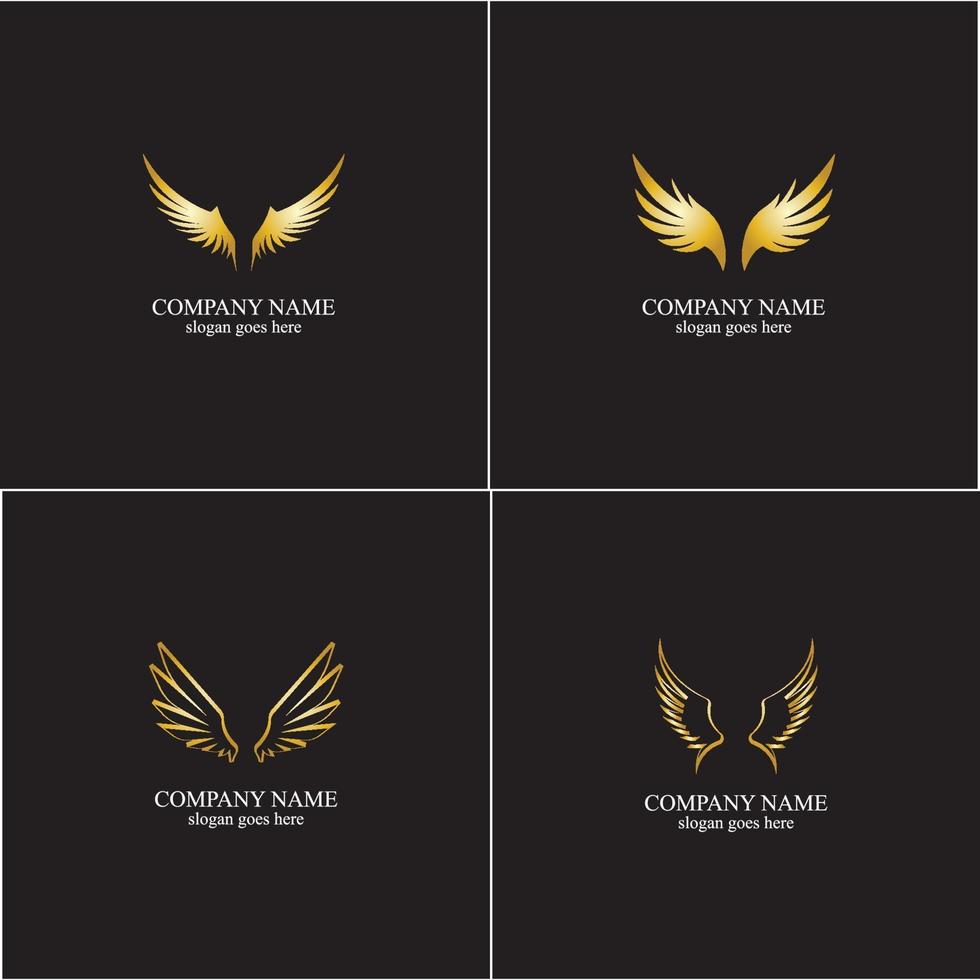 modelo-vetor asas logotipo ouro ilustração vetorial vetor