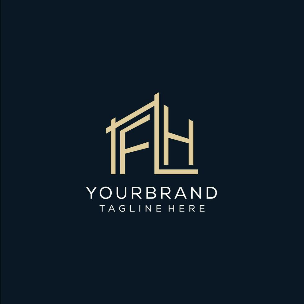 inicial fh logotipo, limpar \ limpo e moderno arquitetônico e construção logotipo Projeto vetor