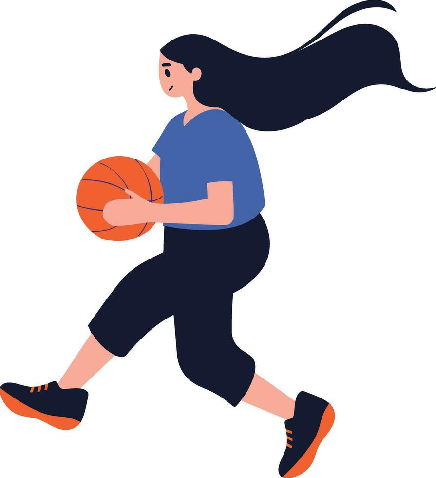 mão desenhado basquetebol jogador personagem jogando basquetebol dentro plano estilo vetor