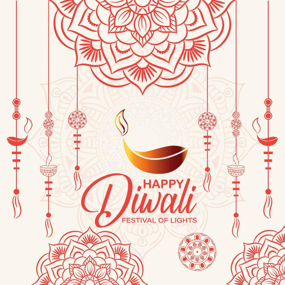 feliz Diwali, festival do luzes, papel gráfico do indiano rangoli, dourado luzes, colorida decorativo fundo, azul magenta fundo vetor