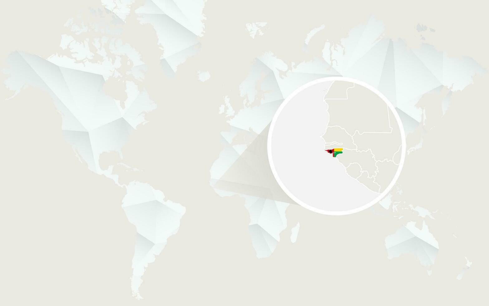 Guiné-Bissau mapa com bandeira dentro contorno em branco poligonal mundo mapa. vetor