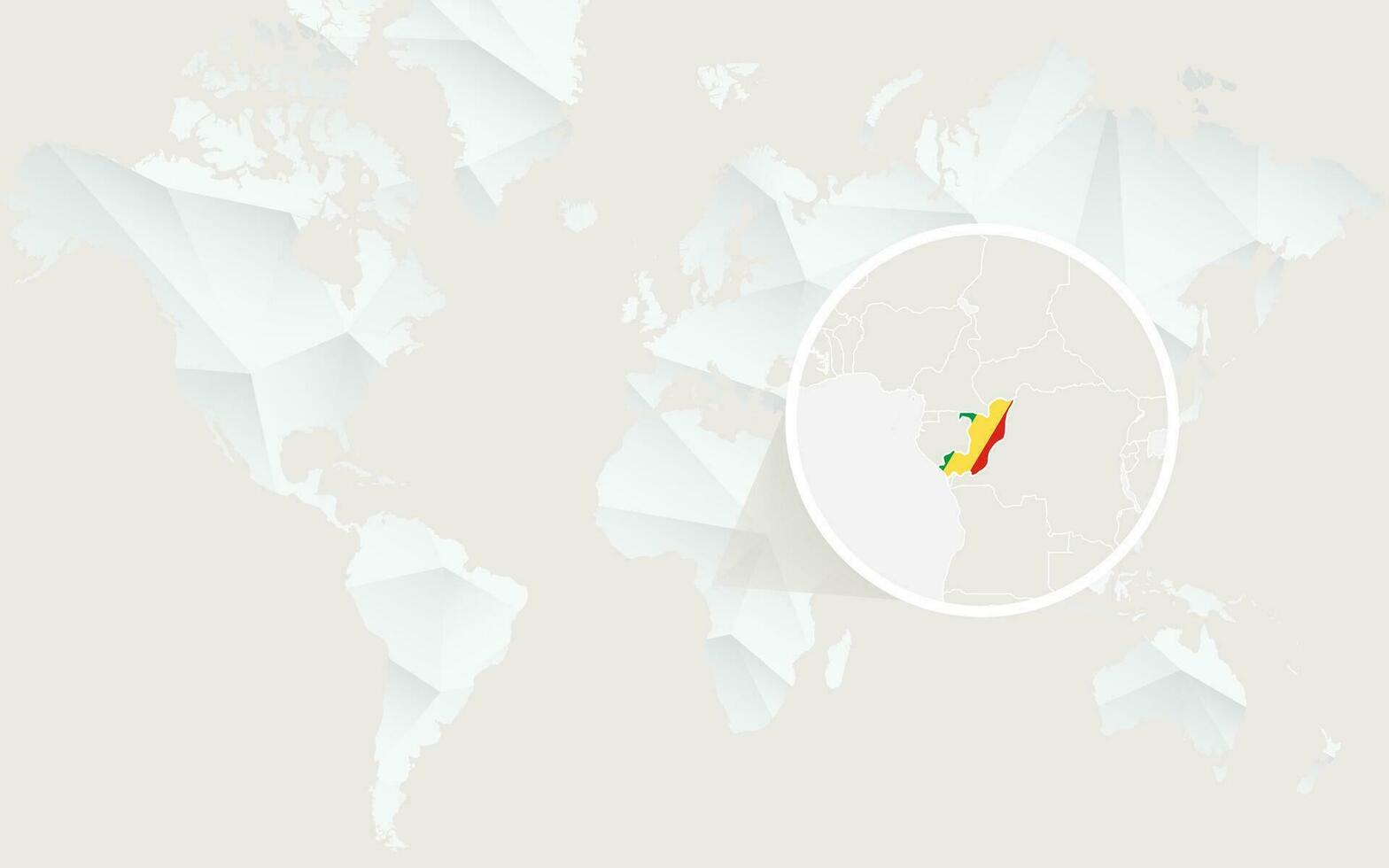 Congo mapa com bandeira dentro contorno em branco poligonal mundo mapa. vetor