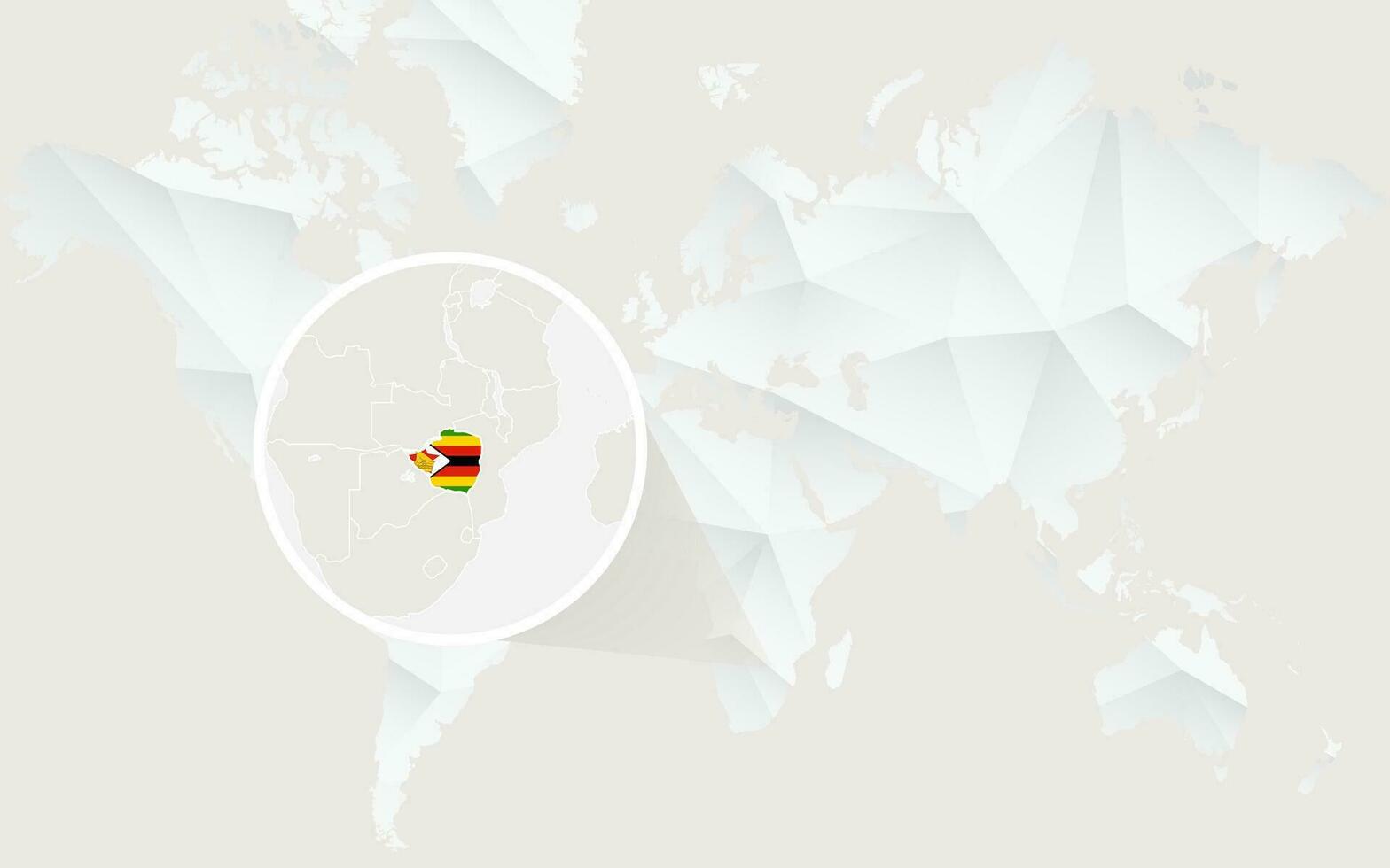 Zimbábue mapa com bandeira dentro contorno em branco poligonal mundo mapa. vetor