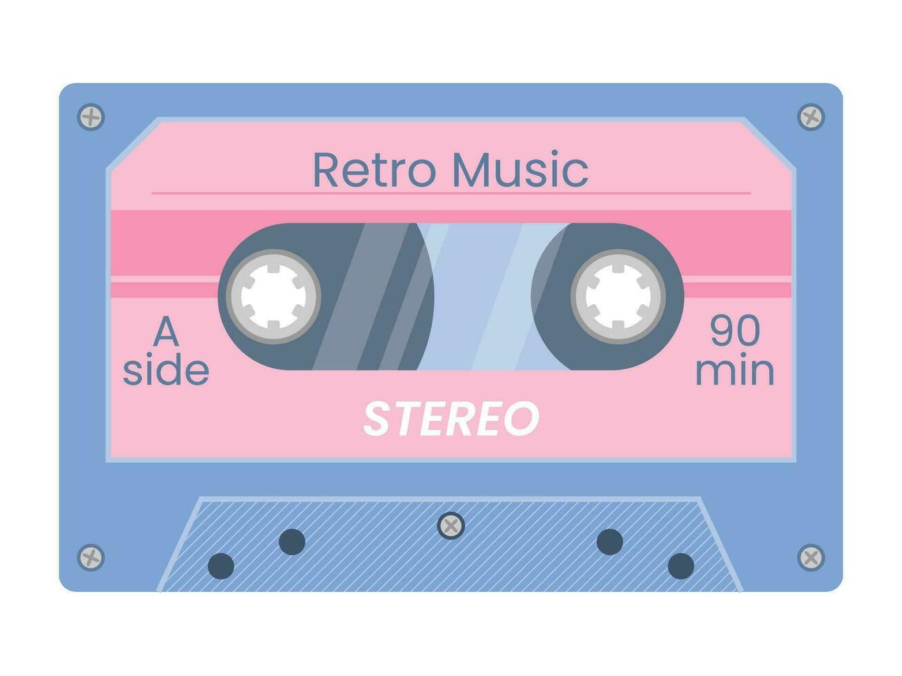 vintage audio cassete fita. retro mixtape do melodias e canções Década de 1980 ou 1990. audio equipamento para analógico música registros. na moda groovy pop objeto para poster, bandeira, cartão, cobrir, rótulo, de Anúncios, adesivos vetor