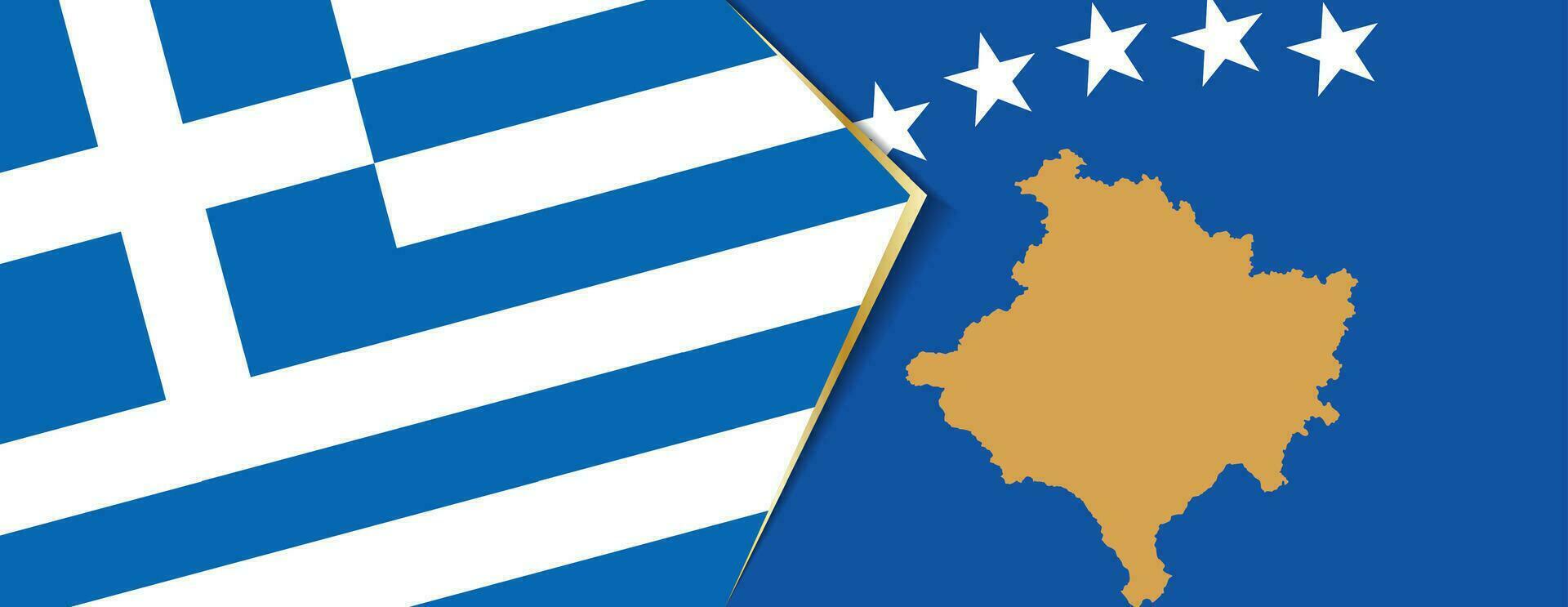 Grécia e Kosovo bandeiras, dois vetor bandeiras.