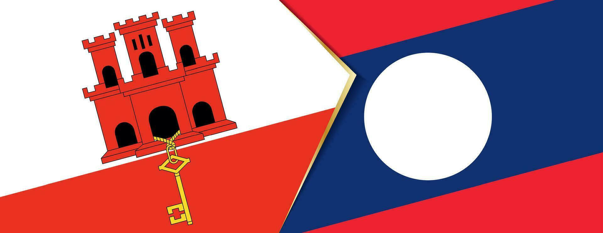 Gibraltar e Laos bandeiras, dois vetor bandeiras.