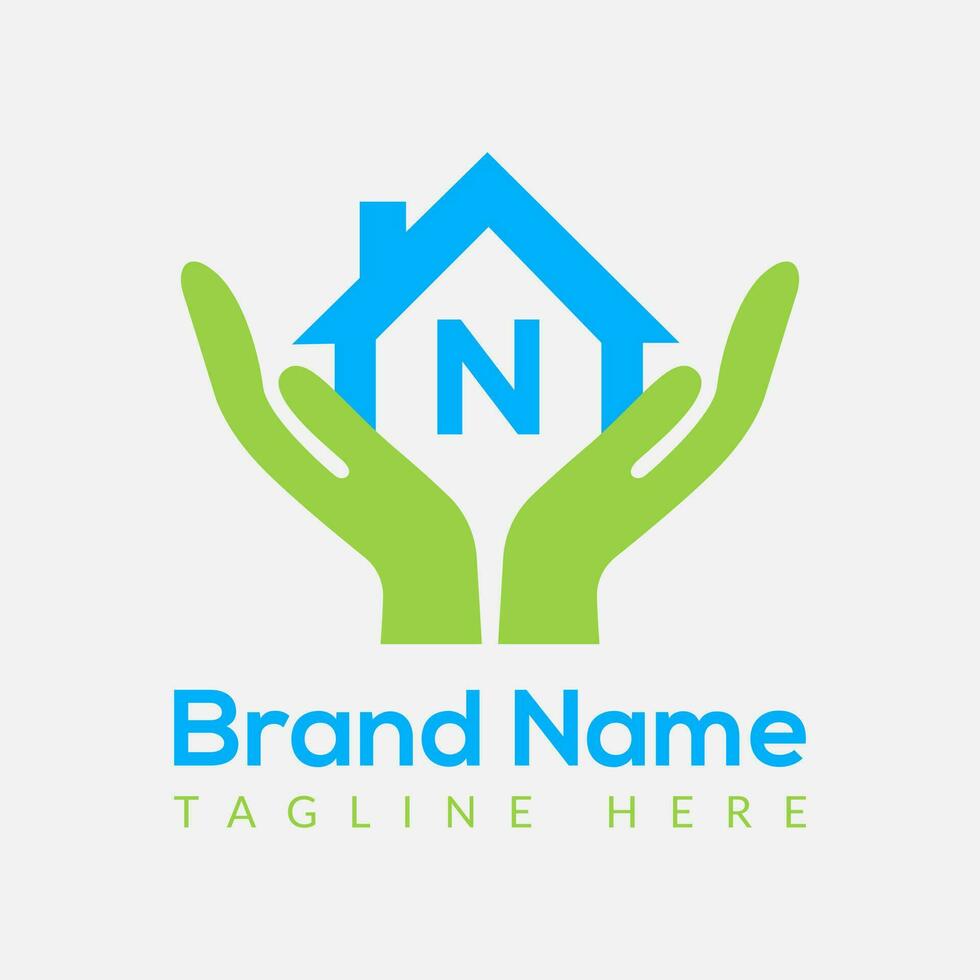 casa empréstimo logotipo em carta n modelo. casa empréstimo em n carta, inicial casa empréstimo placa conceito modelo vetor