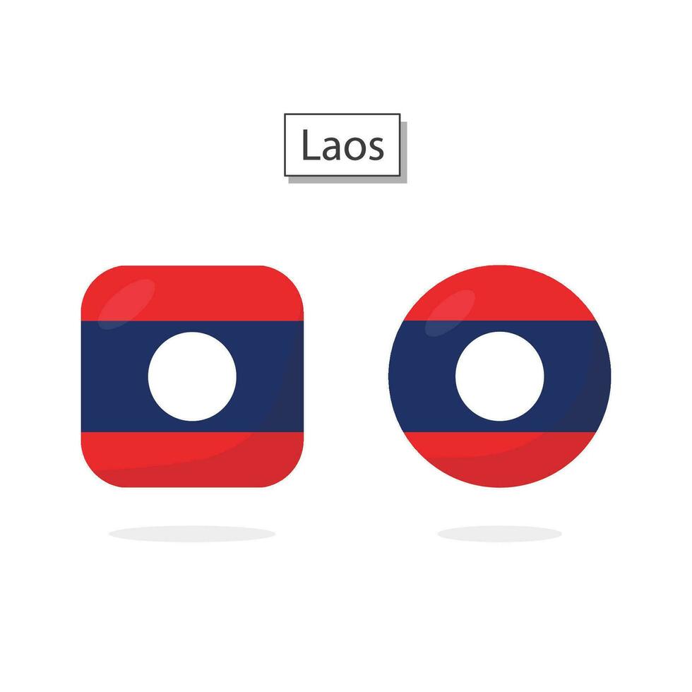 bandeira do Laos 2 formas ícone 3d desenho animado estilo. vetor