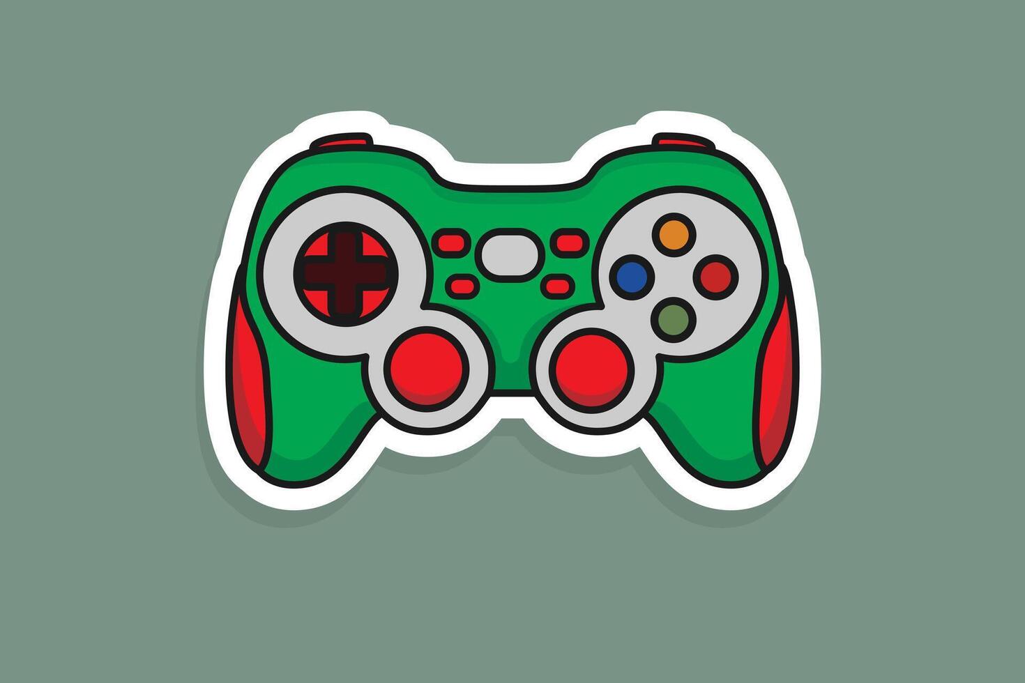 controle de video game controlador e jogos almofada bastão adesivo vetor ilustração. Esportes e tecnologia jogos objetos ícone conceito. vídeo jogos controlador ou jogos console adesivo logotipo Projeto com sombra.