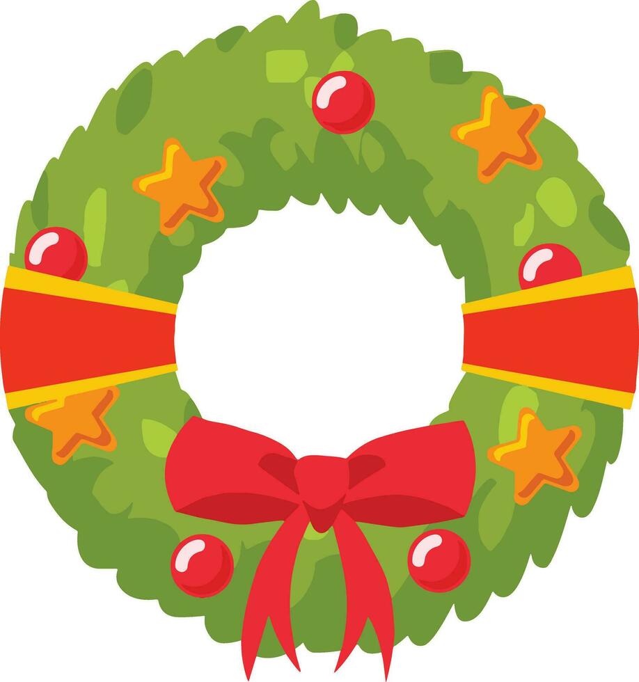 Natal guirlanda vetor Projeto. guirlanda abeto galhos elemento com colorida bola, Sino e fita natal decoração