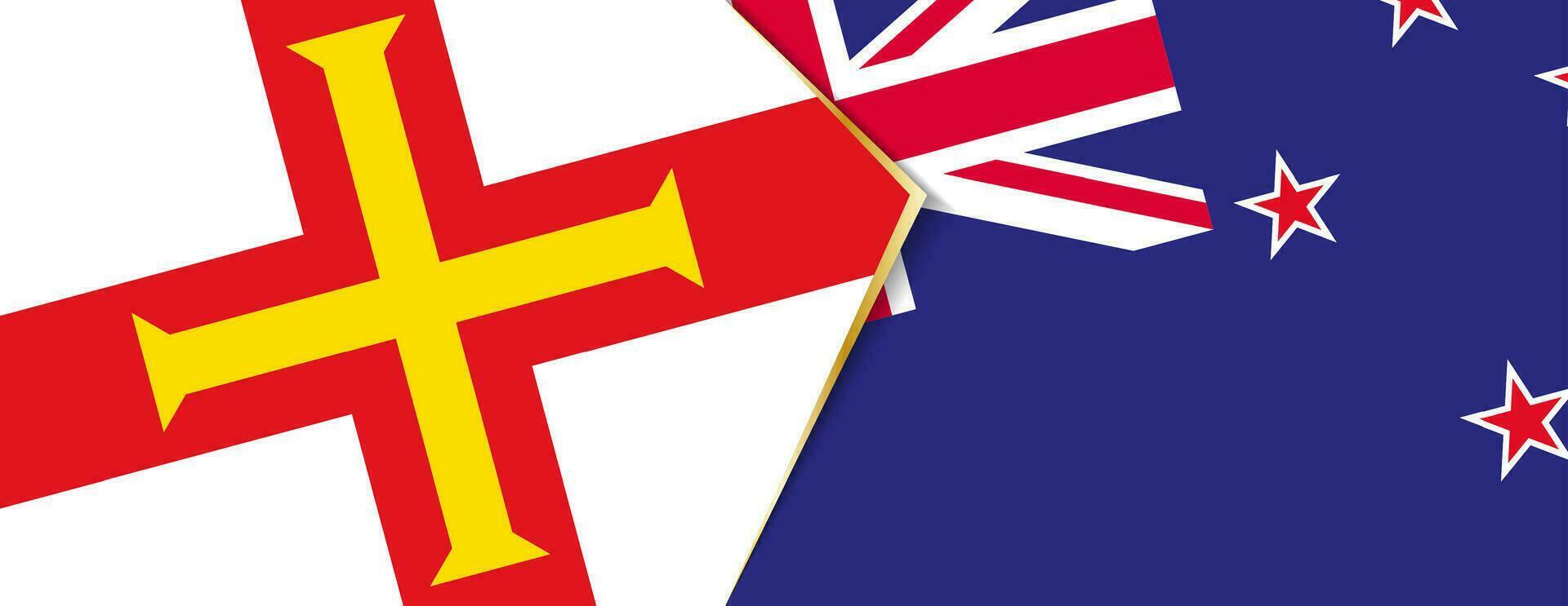 Guernsey e Novo zelândia bandeiras, dois vetor bandeiras.
