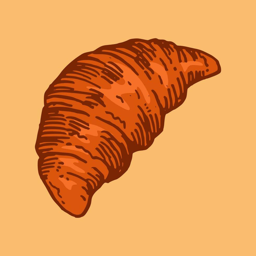 croissant dentro mão desenhado e colori estilo. vetor ilustração.