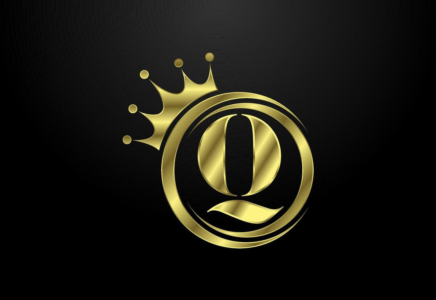 Inglês alfabeto q com uma coroa. real, rei, rainha luxo símbolo. Fonte emblema. vetor ilustração