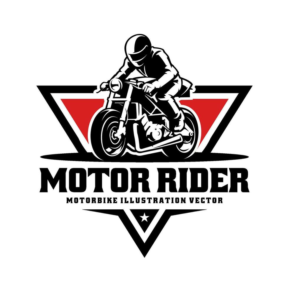 motocicleta e motociclista silhueta logotipo ilustração vetor