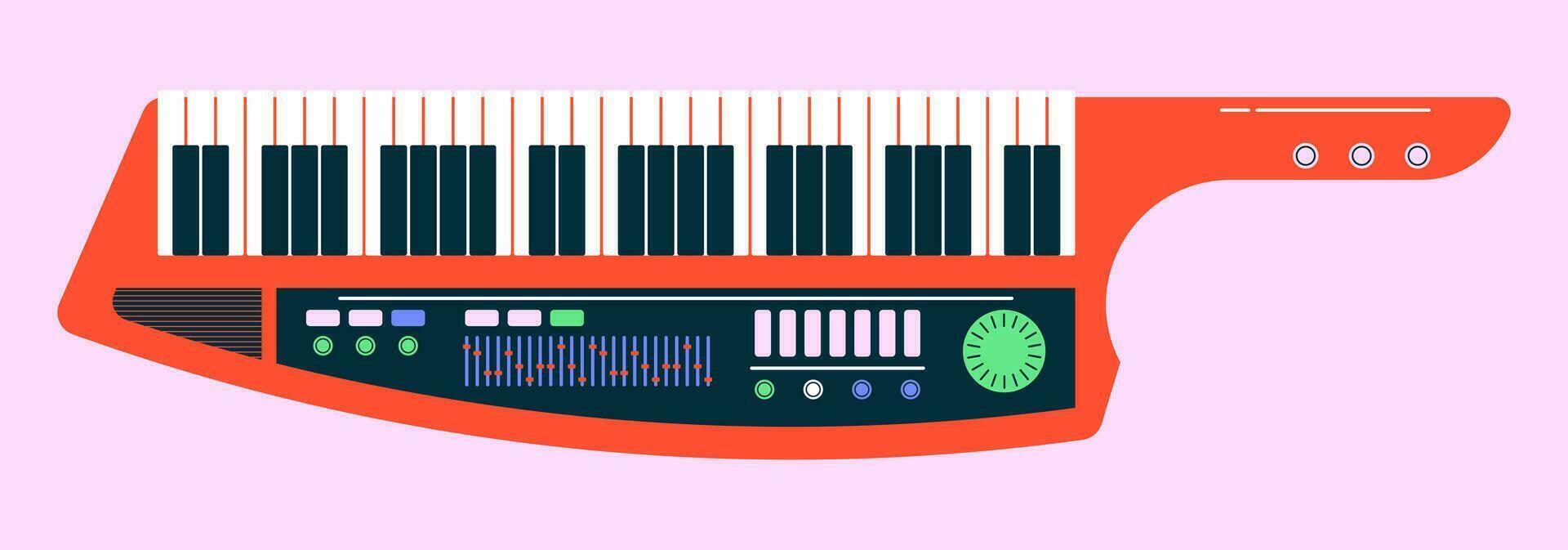 sintetizador dentro plano estilo. vetor ilustração do uma musical instrumento com chaves.