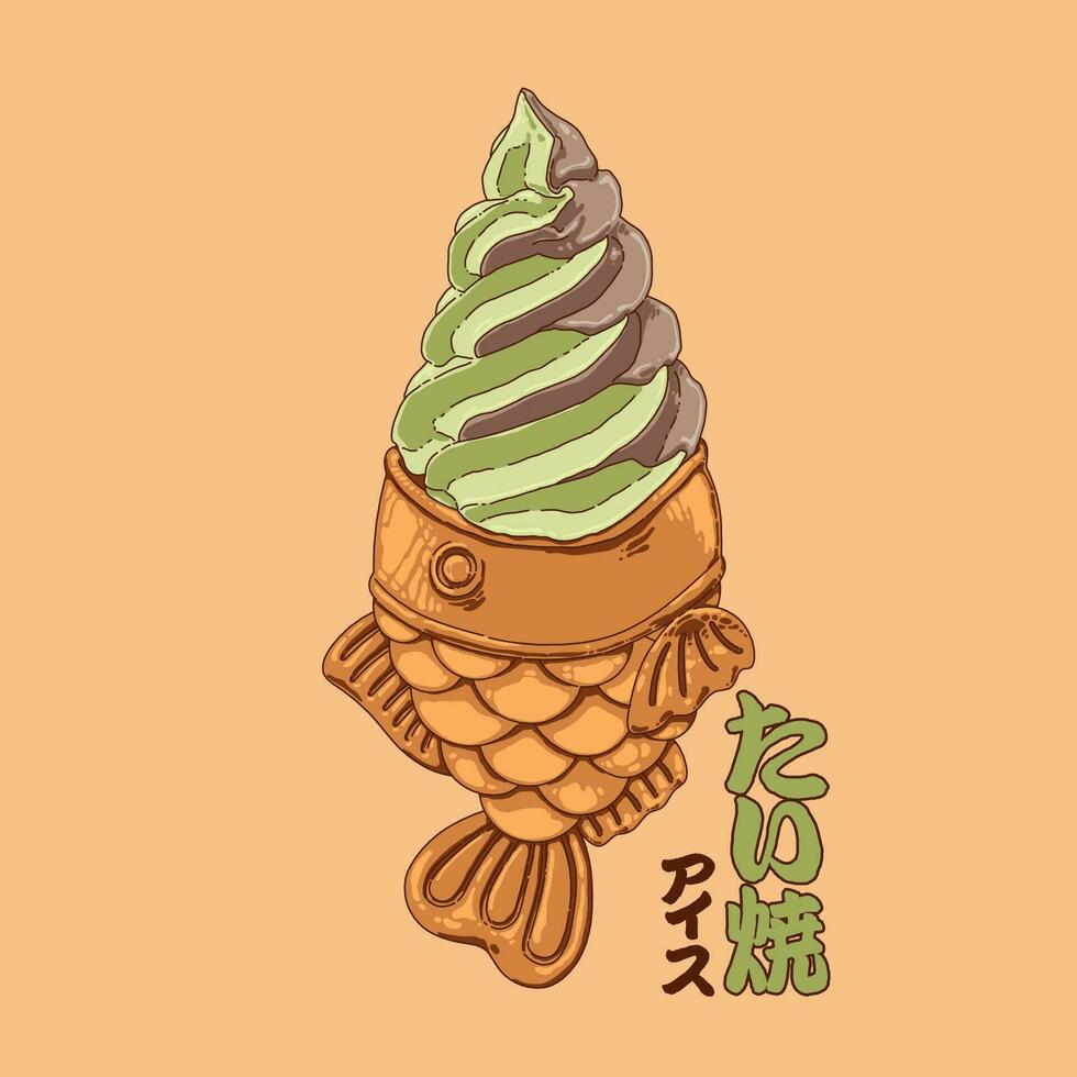 taiyaki gelo creme vetor ilustração