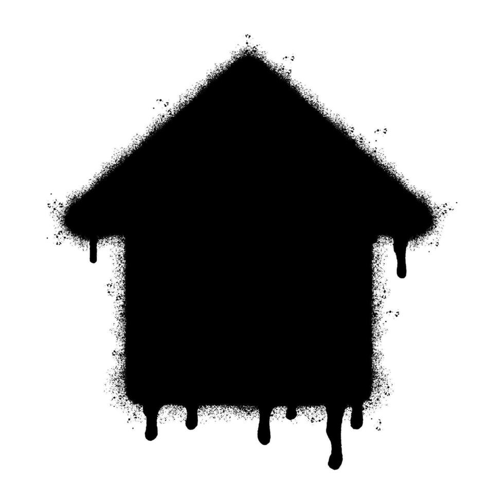 spray pintado grafite casa ícone pulverizado isolado com uma branco fundo. grafite casa ícone com sobre spray dentro Preto sobre branco. vetor