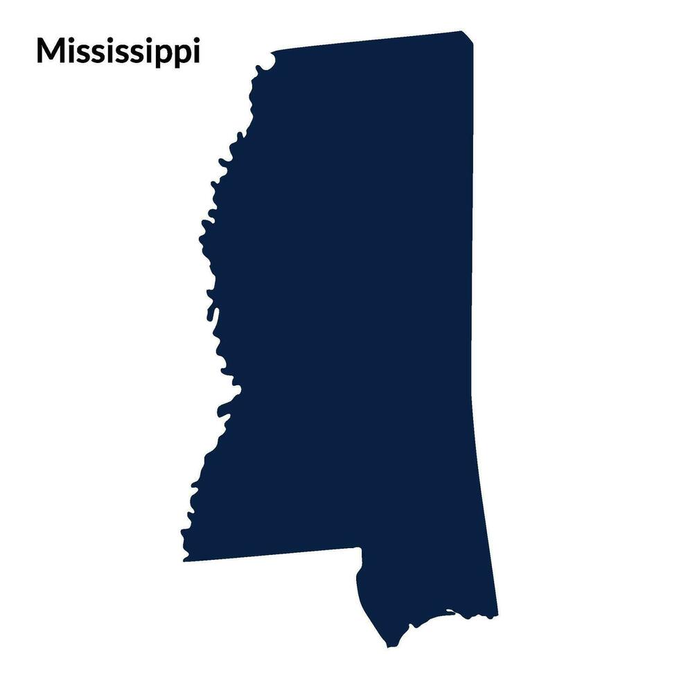 mapa do mississippi. Mississippi mapa. EUA mapa vetor