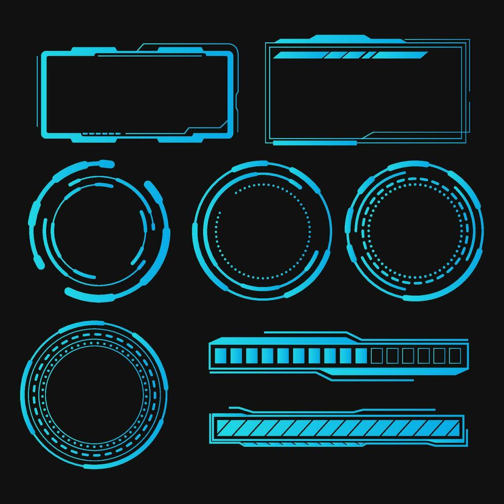 futurista interface ui elementos. holográfico hud do utilizador interface elementos, Alto tecnologia bares e quadros vetor