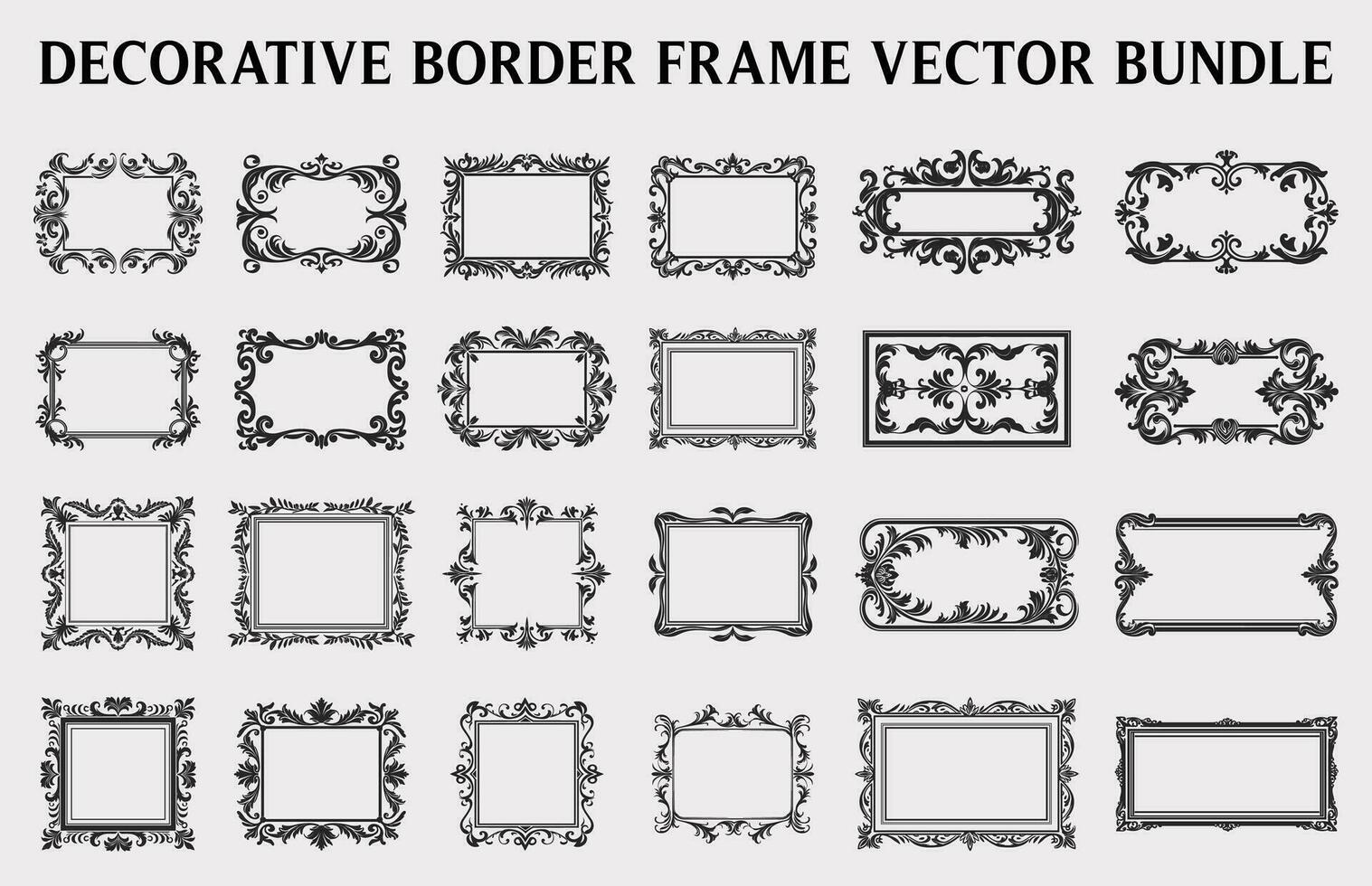 vintage decorativo ornamental retângulo quadro, Armação vetor definir, retro vetor ornamental fronteiras e filigrana floral enfeites