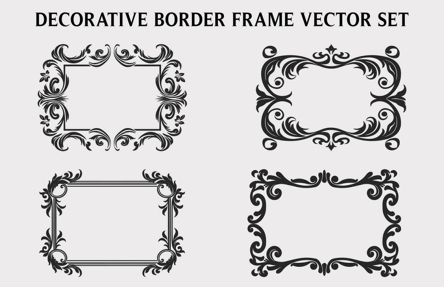 vintage decorativo ornamental retângulo quadro, Armação vetor definir, retro vetor ornamental fronteiras e filigrana floral enfeites