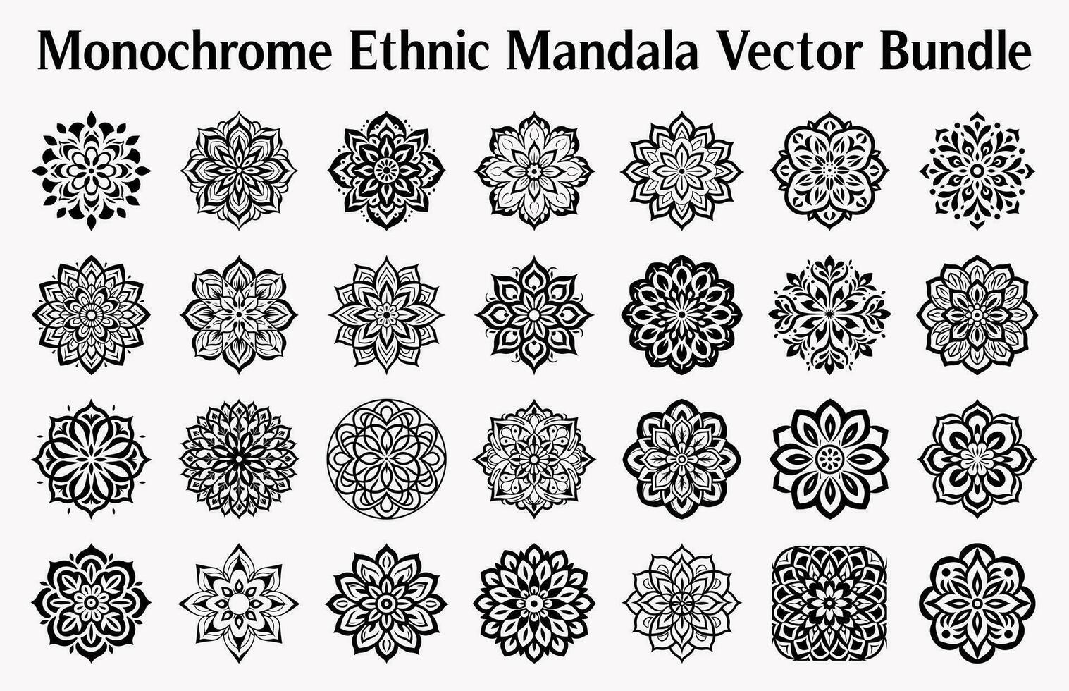 Preto e branco abstrato circular padronizar mandala, mandala linha desenhando projeto, ornamental mandala com floral padrões, ornamental luxo mandala padrão, conjunto do vetor boho mandala ilustração