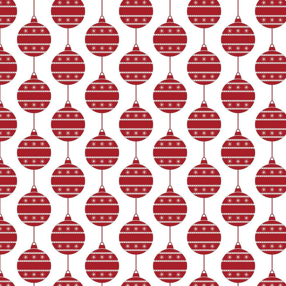Natal, Novo ano desatado padronizar dentro vermelho e branco cores com Novo anos bolas. vetor