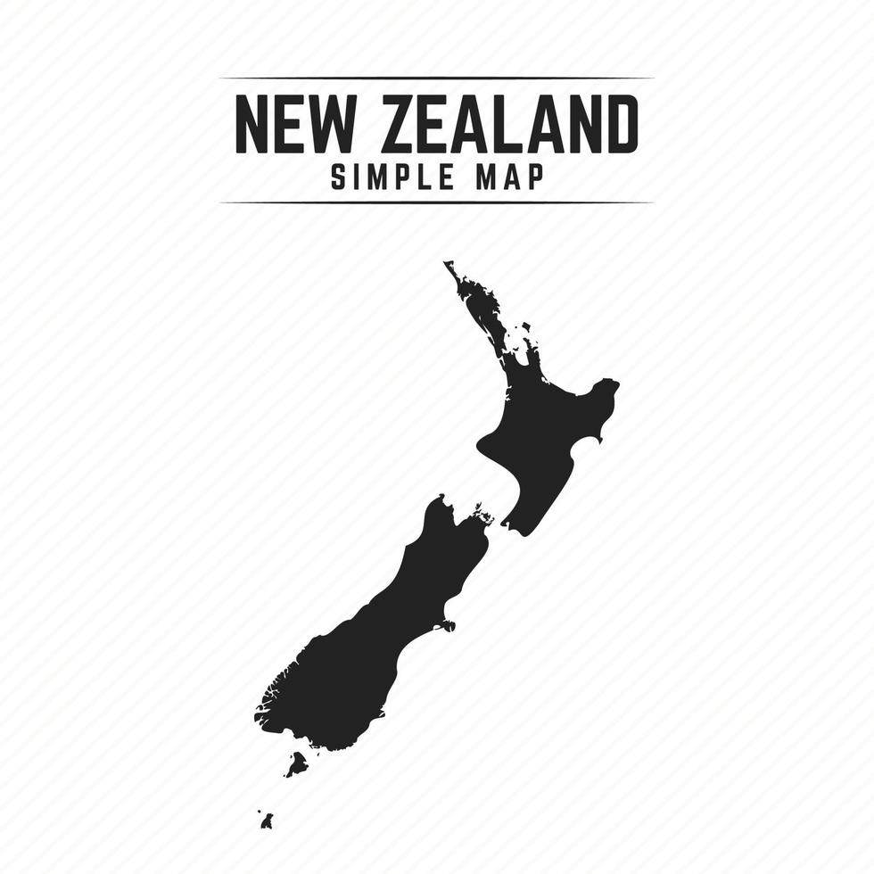 mapa preto simples da nova zelândia isolado no fundo branco vetor