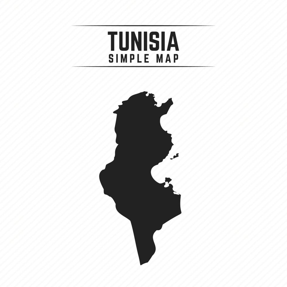 mapa preto simples da Tunísia, isolado no fundo branco vetor