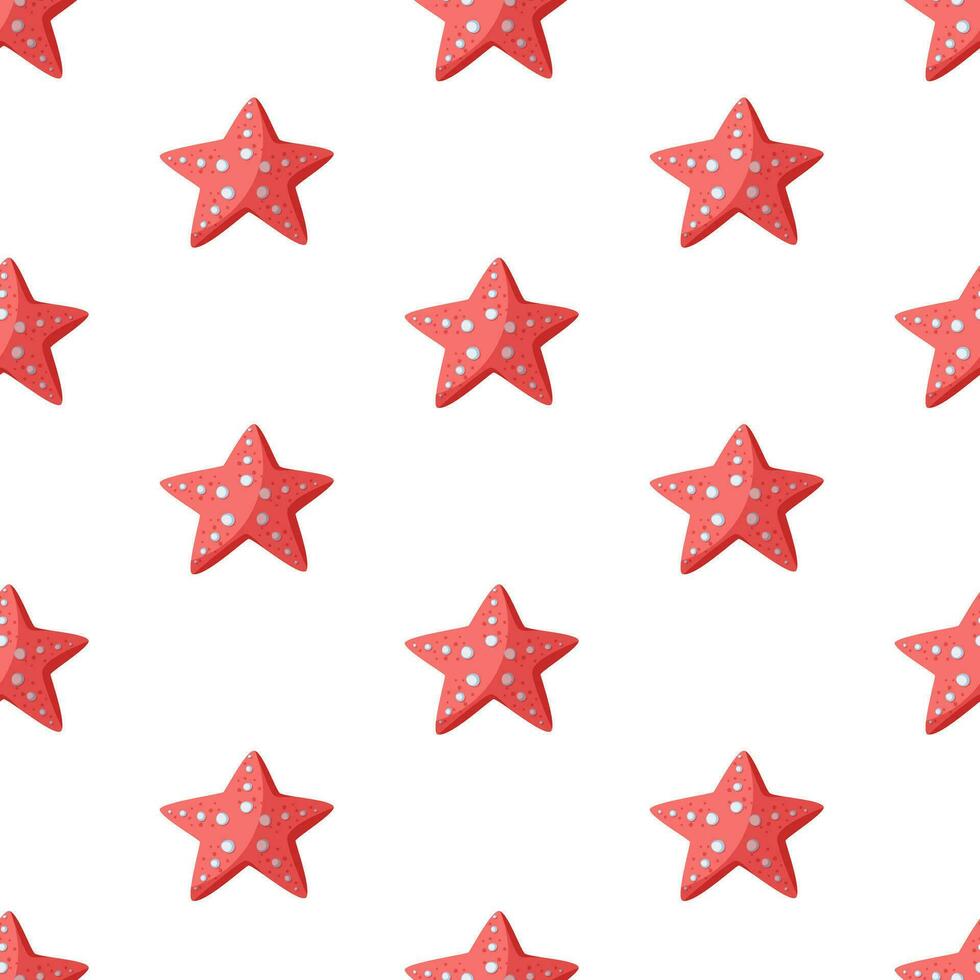 vermelho estrelas do mar desatado vetor padronizar. embaixo da agua animais dentro a forma do estrelas com otários. plano desenho animado estilo, mão desenhado infantil ilustração em branco fundo. fofa mar pano de fundo