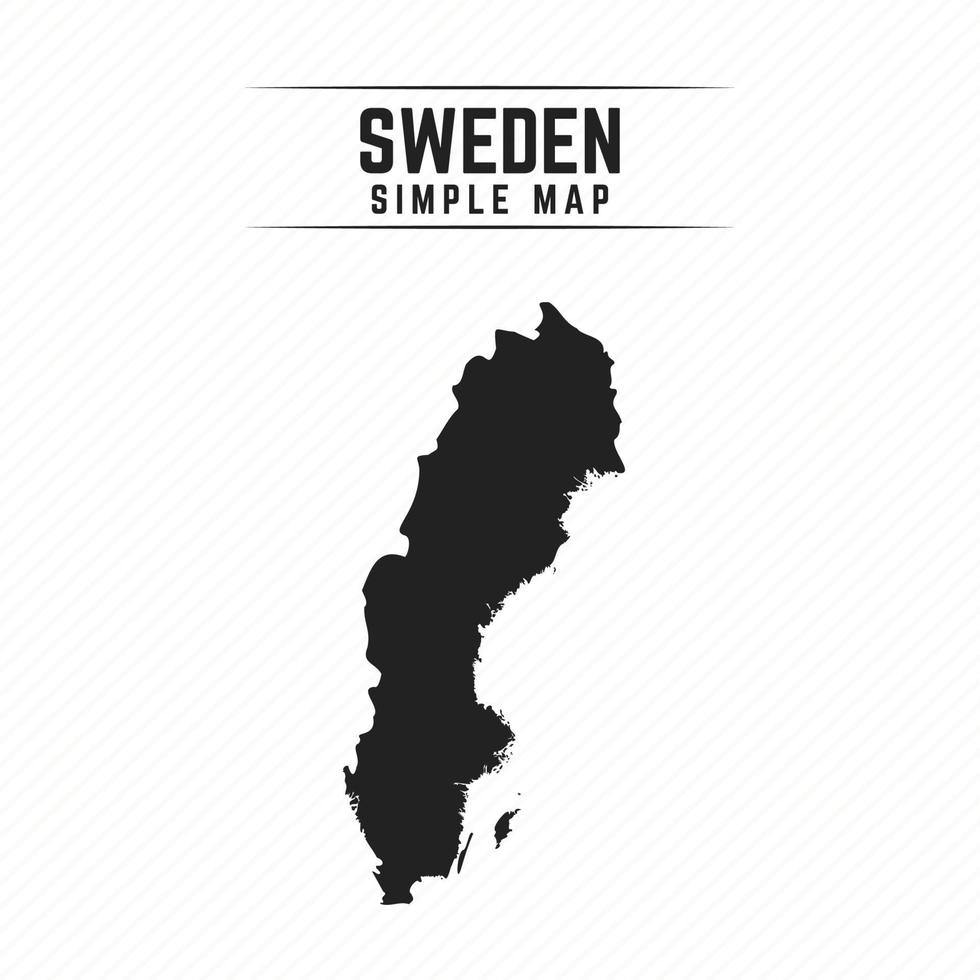 mapa preto simples da Suécia isolado no fundo branco vetor