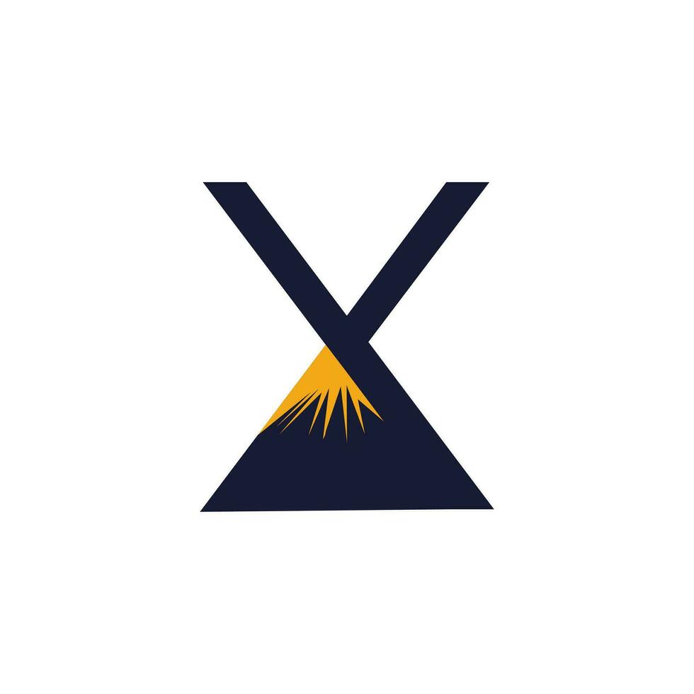 carta x Projeto elemento ícone com criativo montanha conceito vetor