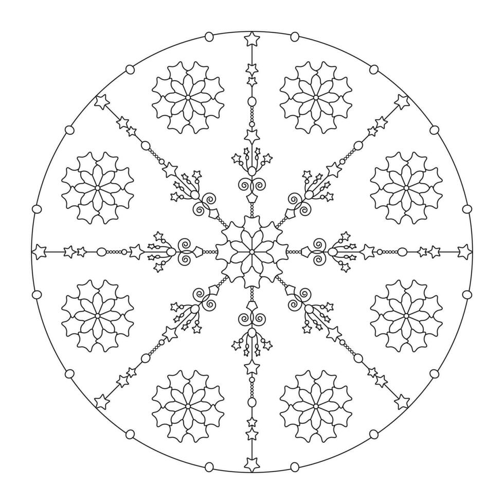 Natal coloração página. mandala estrelas e abstrato. arte terapia. vetor