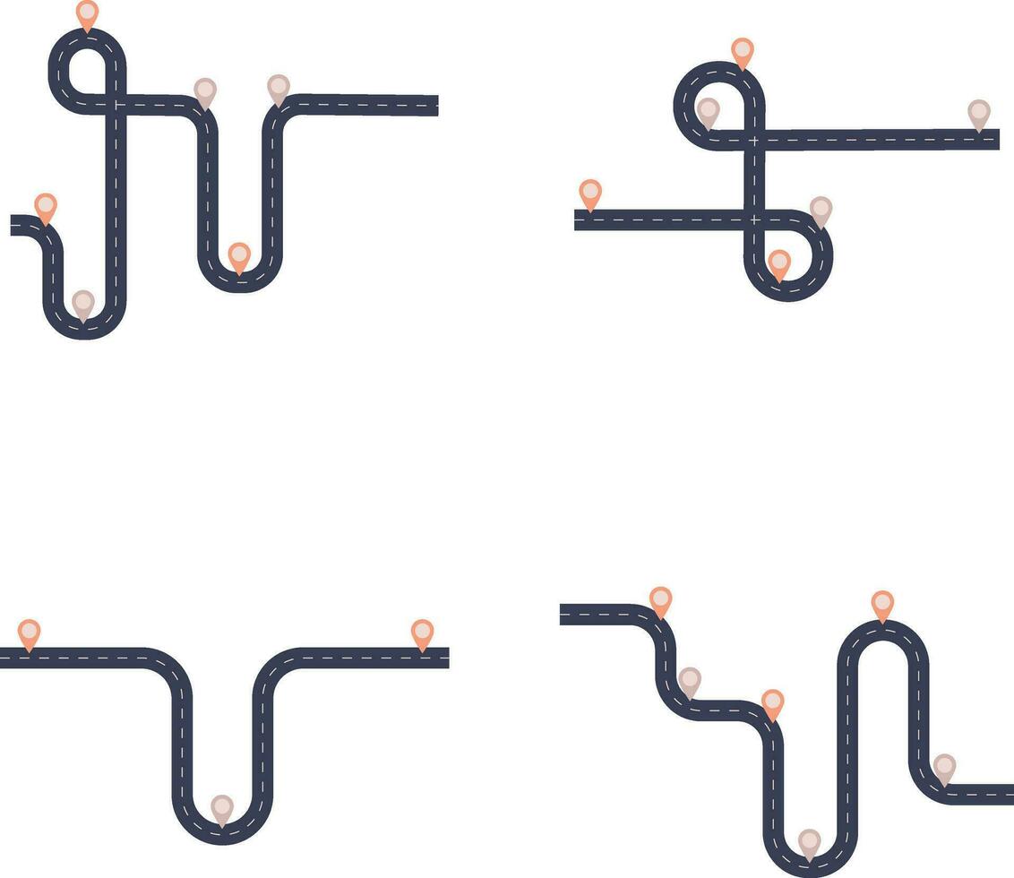 estrada mapa rota com localização marcador. vetor ilustração definir.