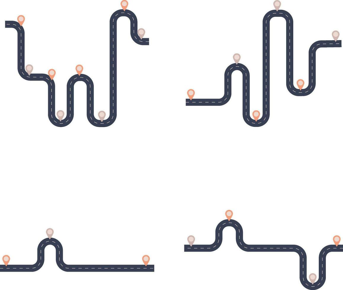 estrada mapa rota com localização marcador. vetor ilustração definir.