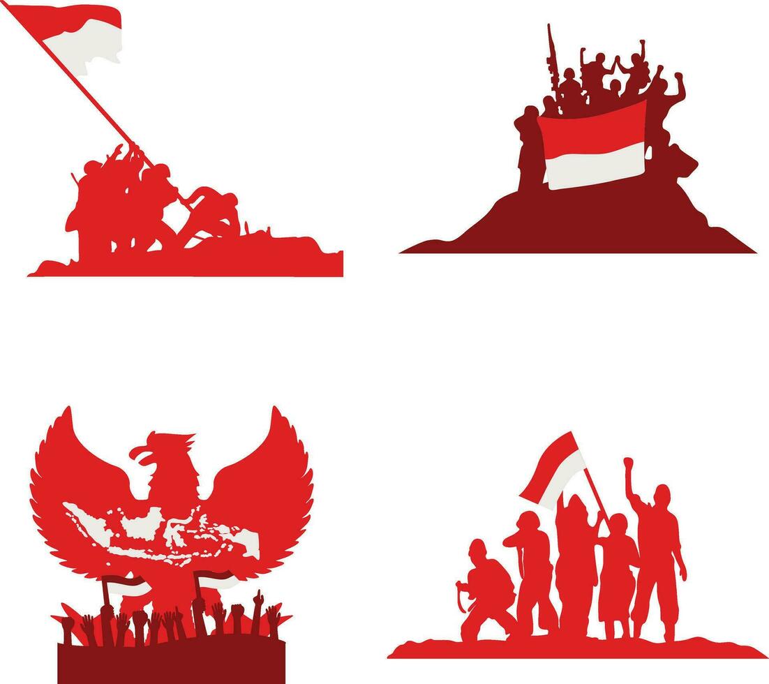 indonésio independência dia elementos para celebração poster fundo. vetor ilustração