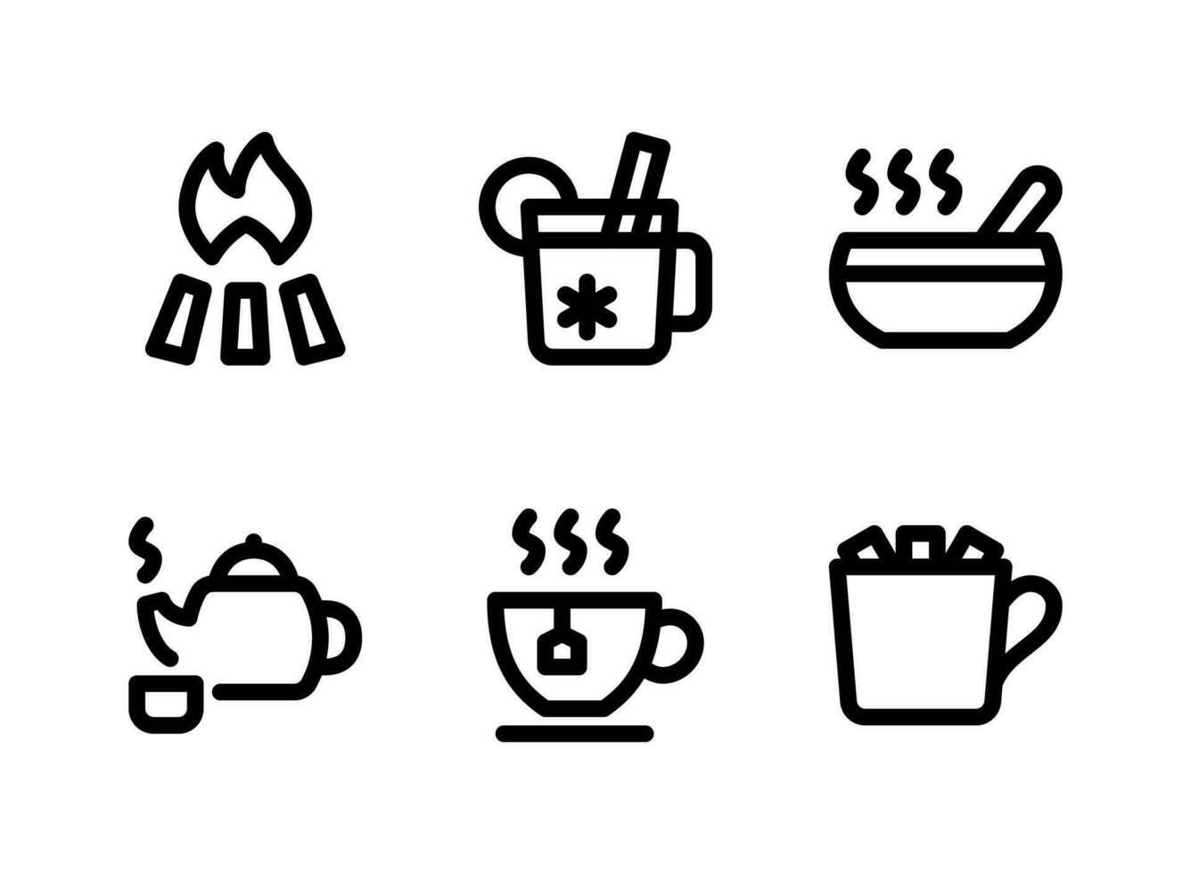 conjunto simples de ícones de linha de vetor relacionados ao outono
