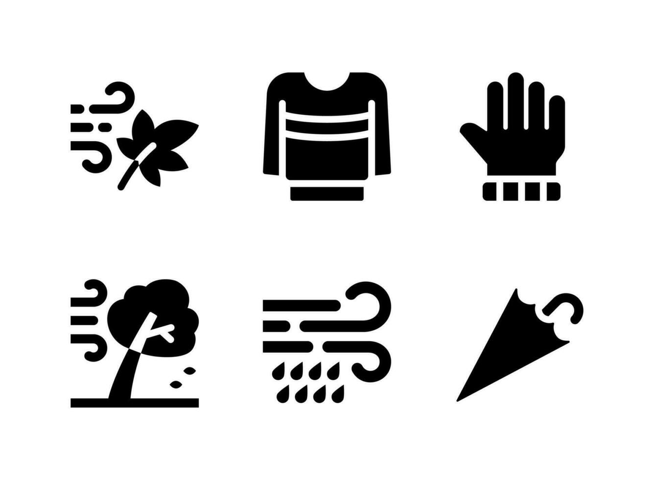 conjunto simples de ícones sólidos de vetor relacionados ao outono