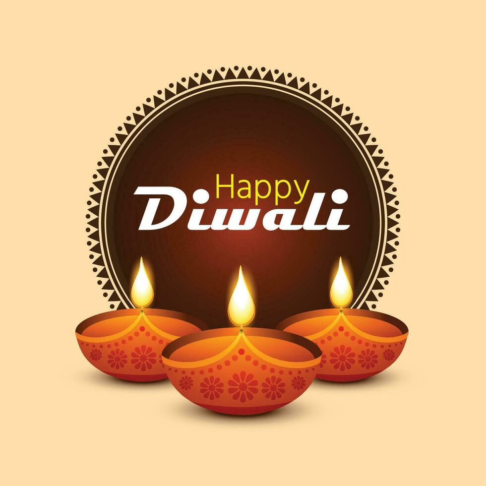 feliz diwali com diwali lâmpada, diwali celebração publicar, vetor ilustração Projeto.