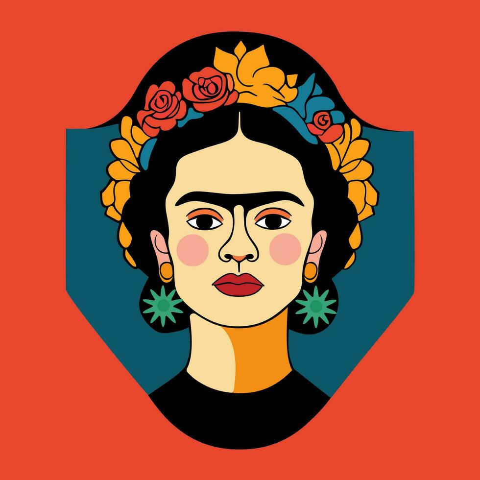mexicano artista frida kahlo. vetor plano ilustração