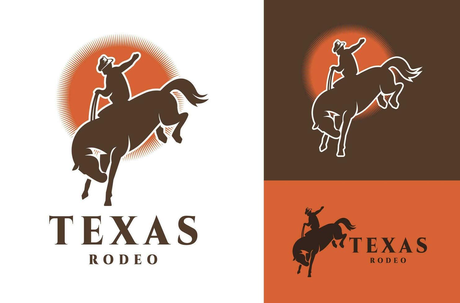selvagem cavaleiro silhueta com vaqueiro logotipo vintage retro texas rodeio ilustração fundo vetor Projeto