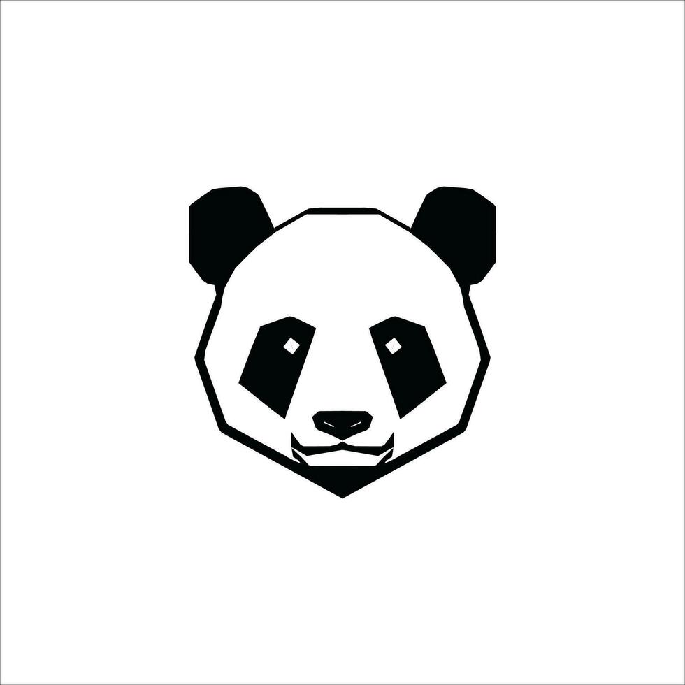 baixo poli, poligonal panda cabeça logotipo, Preto e branco isolado vetor
